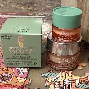 NEW FULL SIZE CLINIQUE ALL ABOUT EYES RICH EYE CREAM 15 ML .5 OZ PLUS .17 OZ SIZ